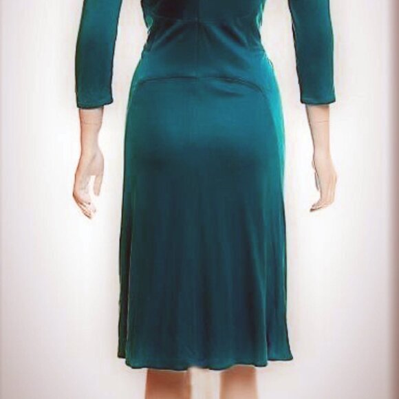 NEW Issa London plunge 100% SILK teal dress Size 8 cocktail/holiday party, flowy - Picture 8 of 10